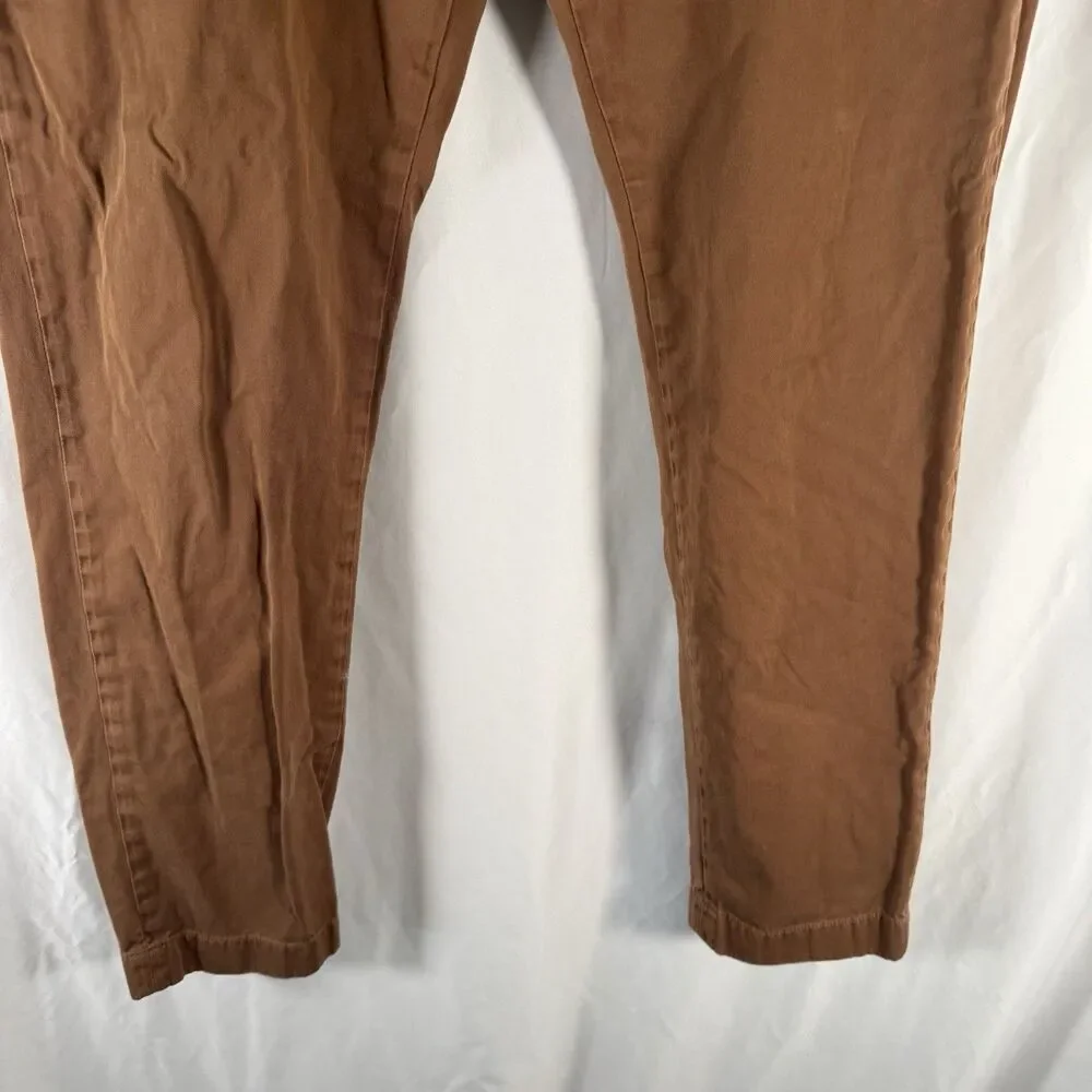 J. Crew Sun Faded Pants Men's 36x32 Brown Flat Front Chino Slash Pockets